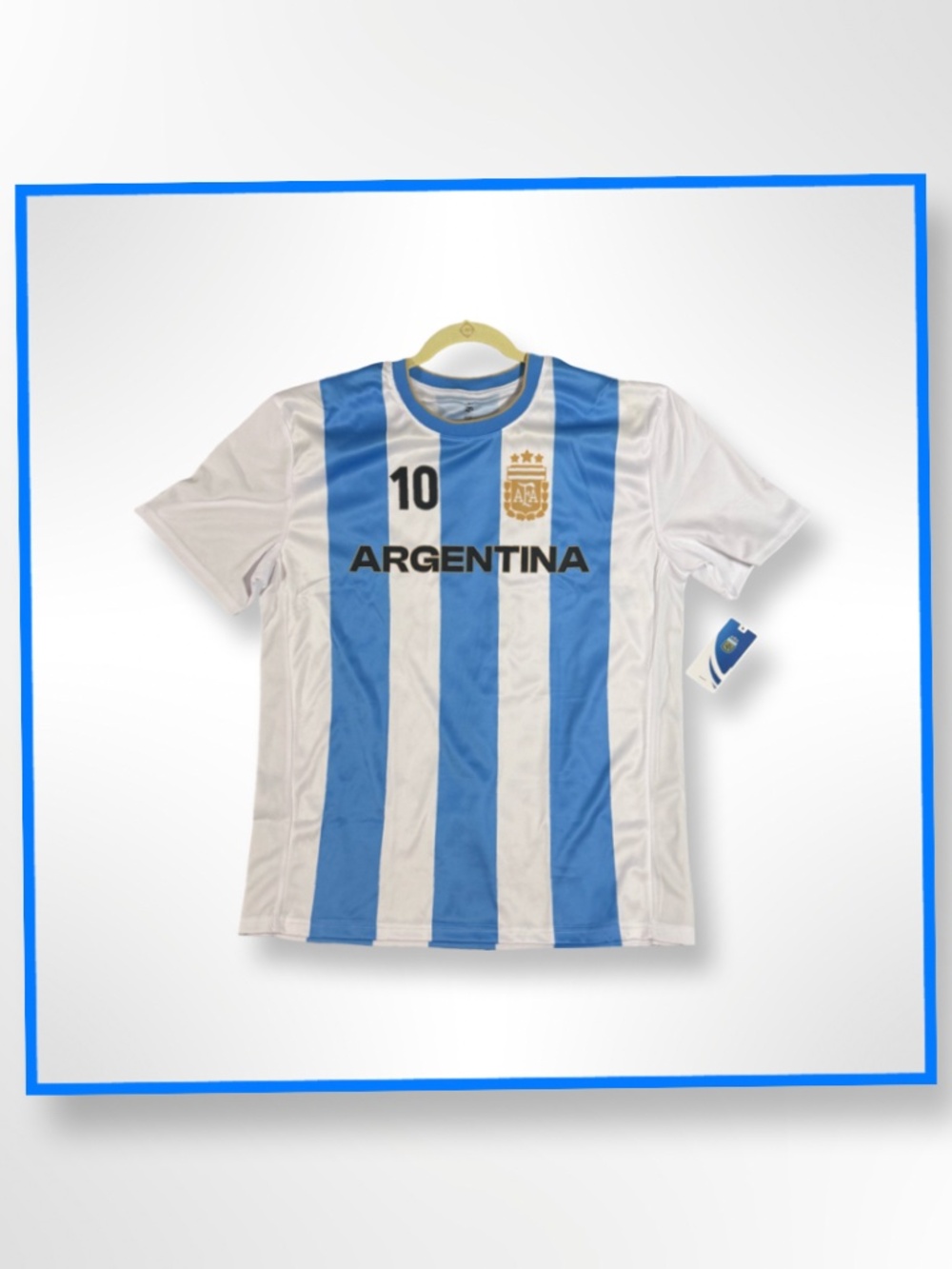 Argentina Messi 10 Soccer Jersey Mens (S) Blue White Striped Official AFA Shirt